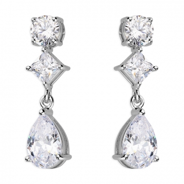 Sterling silver & Cz drop earrings