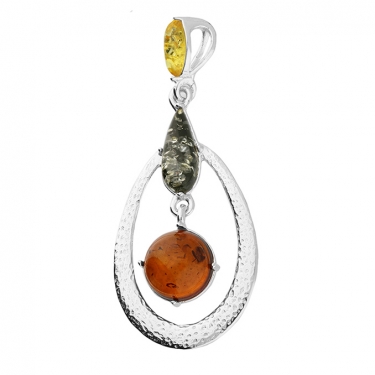 silver multi amber pendant