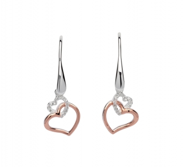Silver & Rose gold heart earrings