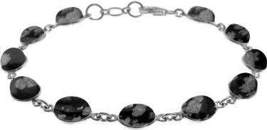 Silver & Snowflake Obsidian Bracelet