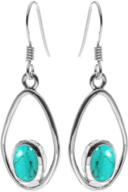 Sterling Silver Oval Turquoise Earrings