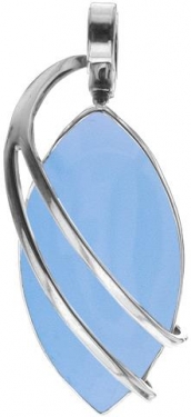 Blue Chalcedony & Silver Marquise Pendant