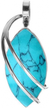 Silver Turquoise Marquise Pendant