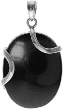 Oval Black Onyx & Silver Pendant