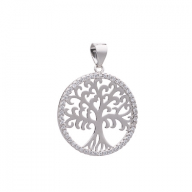 Silver cz Tree of Life Pendant