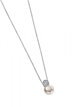 silver, freshwater pearl & cz pendant