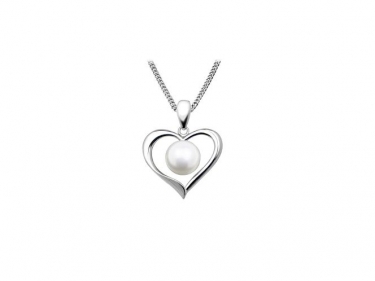 Silver & Freshwater Pearl Heart Pendant