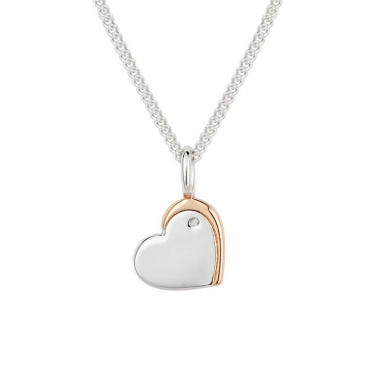 Children's Silver & Diamond Heart Necklace