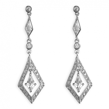 Sterling silver & Cz drop earrings