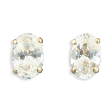 9ct Gold oval Cz Stud earrings