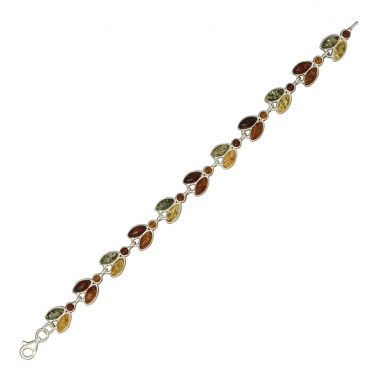 Silver Multi Amber Leaf Bracelet