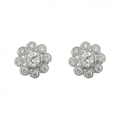Sterling silver cz flower earrings