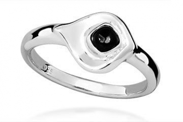 Silver & Black Onyx Petal Ring