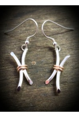 9ct rose gold and silver earrings