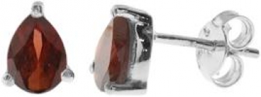 Silver Garnet 5x7mm Teardrop Stud Earrings