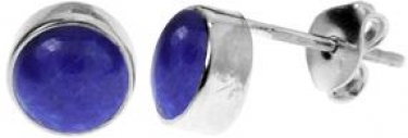 Silver Lapis Lazuli Round Studs
