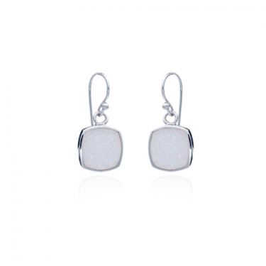 Silver & White Opalique Earrings