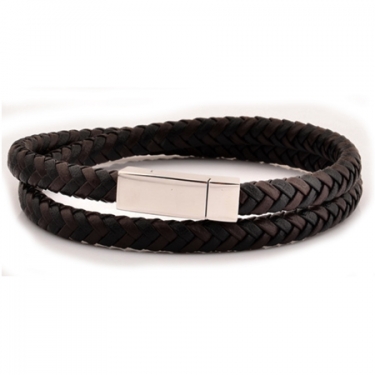 Black & Brown Leather Bracelet
