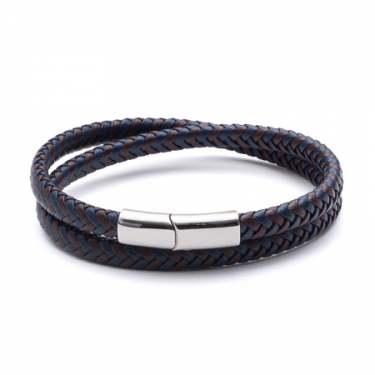 Blue & Brown Leather Bracelet