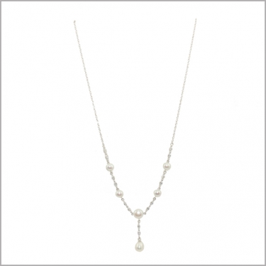 Silver Pearl & Cz Necklace