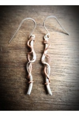 9ct rose gold and silver earrings
