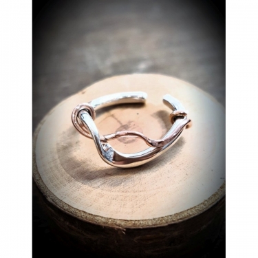 9ct rose gold and silver ring